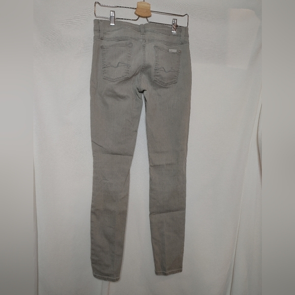 Seven for all Mankind 7FAM Gwenevere Light Gray 27 Mid Rise Skinny Slim Jeans - Picture 3 of 7